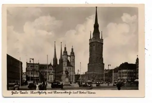 [Ansichtskarte] 0-4000 HALLE / Saale, Marktplatz, Marienkirche, Roter Turm, NSV - Propaganda, 1941. 