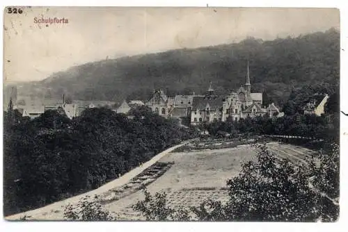 [Ansichtskarte] 0-4800 NAUMBURG - SCHULPFORTA, Gesamtansicht 1910, AK nach Kiew, Zensur, u.r. Einriß. 