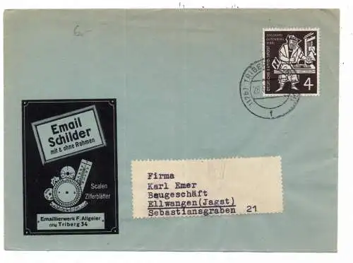 [Ansichtskarte] 7740 TRIBERG, Firmen - Briefumschlag Fa. Emaillierfabrik Allgeier, 1954. 