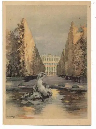 A 1140 WIEN, Schloß Schönbrunn, Künstler-Karte Karl Schwetz (Wiener Werkstätte)