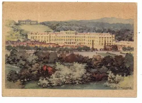 A 1140 WIEN, Schloß Schönbrunn, Künstler-Karte Karl Schwetz (Wiener Werkstätte)