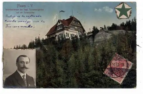 [Ansichtskarte] 0-9900 PLAUEN, Touristenhaus Tennershöhe, ESPERANTO - Text, 1914, Druckstelle. 