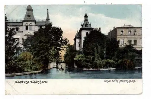 [Ansichtskarte] 2000 HAMBURG - UHLENHORST, Canal beim Mühlenkamp, Verlag Zieher. 