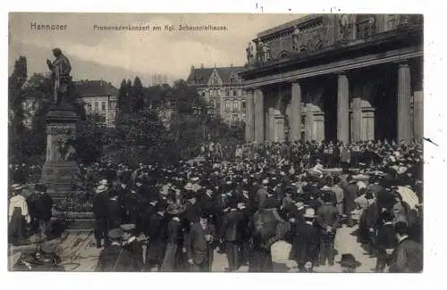 [Ansichtskarte] 3000 HANNOVER, Promenadenkonzert vor dem Schauspielhaus, 1910, Druckstelle. 