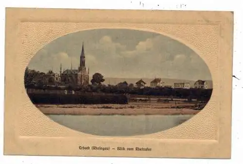 [Ansichtskarte] 6120 ERBACH, Blick vom Rheinufer, Ansicht im Passepartoutrahmen, Verlag Jung, 1918. 
