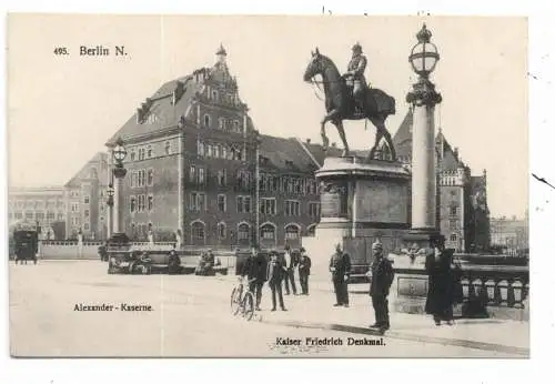 [Ansichtskarte] 1000 BERLIN, Alexander - Kaserne, Kaiser - Friedrich Denkmal, Schupos, Verlag Prager. 