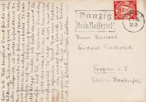 [Ansichtskarte] 3550 MARBURG, Schloss, Hexenturm, 1935, DANZIG - Frankatur. 