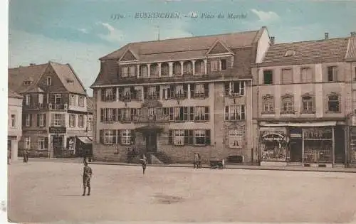 [Ansichtskarte] 5350 EUSKIRCHEN, Marktplatz, Albert Rolef - Möbel- und Bettenwarenhaus, Gaststätte Reitz "Zu den Vier Winden". 