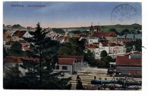 [Ansichtskarte] F 57400 SAARBURG / SARREBOURG, Blick über den Bahnhof auf die Stadt. 