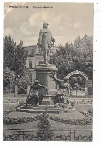 [Ansichtskarte] 6200 WIESBADEN, Bismarck - Denkmal, Pension  Fürst Bisamrck, Verlag Glaser - Leipzig. 