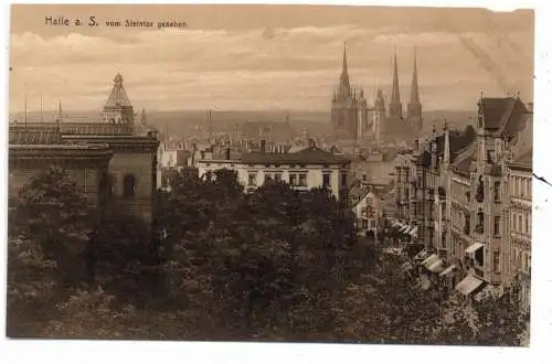 [Ansichtskarte] 0-4000 HALLE / Saale, Blick vom Steintor, Verlag Knackstedt & Näther. 