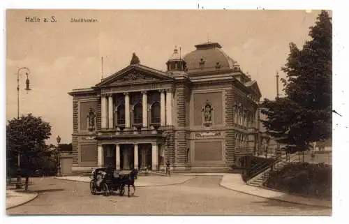 [Ansichtskarte] 0-4000 HALLE / Saale, Stadttheater, Droschke, Verlag Knackstedt & Näther. 