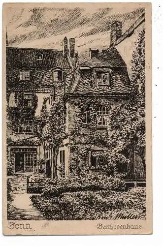 [Ansichtskarte] 5300 BONN, Beethoven - Haus, Künstler-Karte Rudi Müllers. 