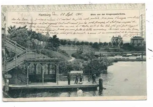 [Ansichtskarte] 2000 HAMBURG - WINTERHUDE, Blick von der Krugkoppelbrücke, 1901. 