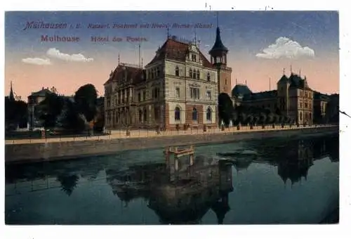 F 68100 MÜHLHAUSEN / MULHOUSE, Hauptpost / Kaiserliches Postamt, 1918