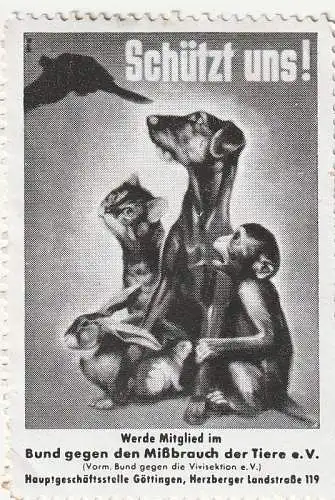 TIERE - TIERSCHUTZ, Vignette Bund gegen den Mißbrauch der Tiere
