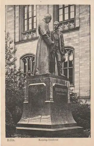 [Ansichtskarte] 5000 KÖLN, KOLPING, Kolping - Denkmal, nach Duisburg verschickt. 