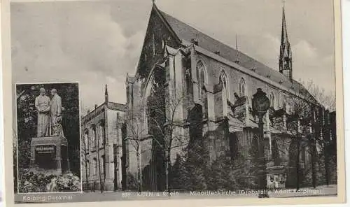 [Ansichtskarte] 5000 KÖLN, KOLPING, Kolping - Denkmal und Minoritenkirche, 1936, nach Wasserburg befördert. 