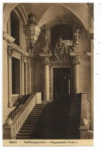 1000 BERLIN - TIERGARTEN, Reichstag, Eingangshalle Portal 4, Verlag Kühnert