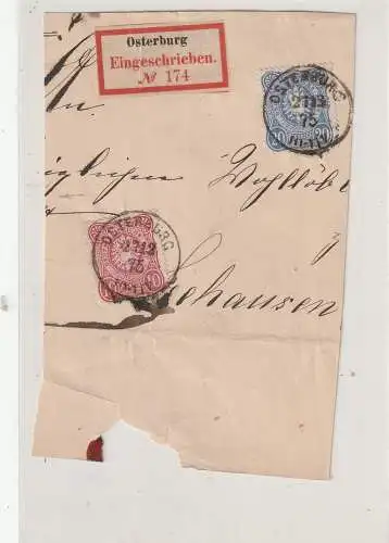 0-3540 OSTERBURG, Postgeschichte, Einschreibbeleg 1875, Briefteil
