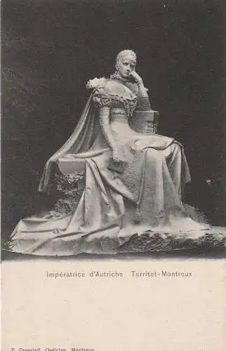 [Ansichtskarte] CH 1820 MONTREUX - TERRITET VD, Denkmal der österreichischen Kaiserin Elisabeth, ca. 1900, Verlag Fransioli. 