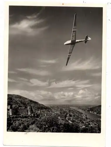 SEGELFLIEGEN - Werbe-Karte "Die leichte Bruns" über Heidelberg, 1954