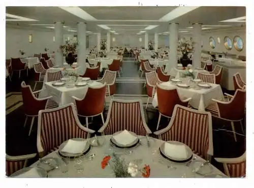 [Ansichtskarte] OZEANSCHIFFE - PASSAGIER, "BREMEN", 1. Klasse Speisesaal, 1962. 