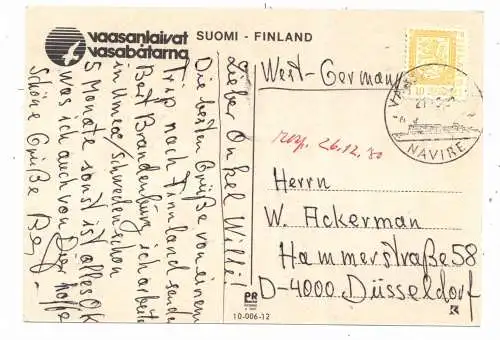 [Ansichtskarte] FÄHREN / FERRIES / TRAVERSIER - "VAASANLAIVAT", VAASA - UMEA, Schiffspost. 