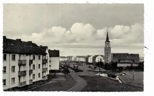 [Ansichtskarte] 2870 DELMENHORST - DÜSTERNORT, Apostelkirche und Umgebung, 1958. 