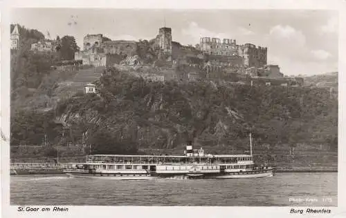 [Ansichtskarte] BINNENSCHIFFE - RHEIN, Köln-Düsseldorfer "GROSSHERZOG ERNST - LUDWIG" vor St. Goar, 1942, Kratz # 1173, Druckstelle. 