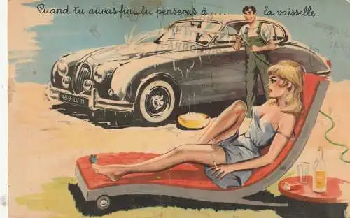 [Ansichtskarte] AUTOMOBIL - JAGUAR 2.4, Humor. 