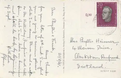 [Ansichtskarte] 0-6300 ILMENAU - STÜTZERBACH, Knöpfelstaler Teich, 1961. 
