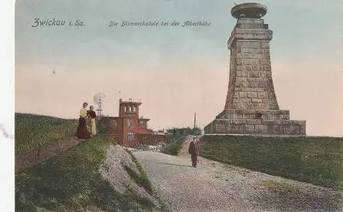 [Ansichtskarte] 0-9540 ZWICKAU, Bismarcksäule bei der Alberthöhe, 1907. 