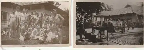[Ansichtskarte] MILITÄR - INDONESIEN / INDONESIA 1945, Niederländsche Truppen in Serdang, 4 Photos, 3 x 8,3 x 5,5 cm, 1 x 11,5 x 8,4 cm. 
