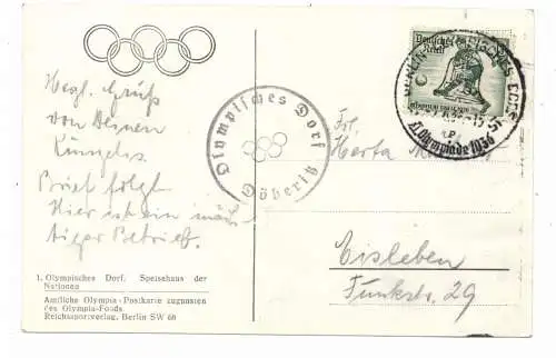 [Ansichtskarte] OLYMPIA BERLIN 1936, Olympisches Dorf, Speisesaal der Nationen. 