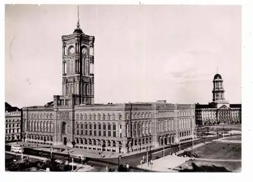 [Ansichtskarte] 1000 BERLIN, Rathaus / Rotes Rathaus und Umgebung 1961. 