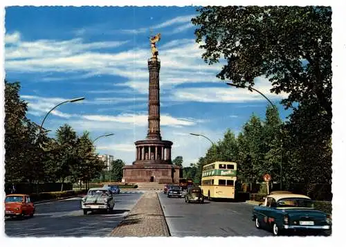 [Ansichtskarte] 1000 BERLIN - TIERGARTEN, Siegesssäule, Omnibus, FORD, OPEL REKORD, GOGGOMOBIL, VW - Käfer, 196... 