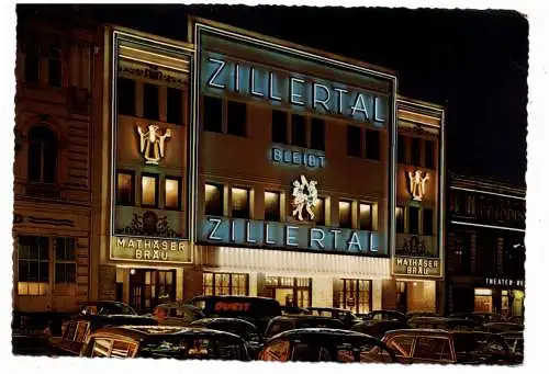 [Ansichtskarte] 2000 HAMBURG - ST. PAULI bei Nacht, ZILLERTAL, Oldtimer - VW - Käfer, Volkswagen Bus, OPEL REKORD..., 1964. 