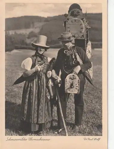 [Ansichtskarte] BERUFE - Schwarzwälder Uhrmacherpaar, Black Forest Watchmaker Couple. 