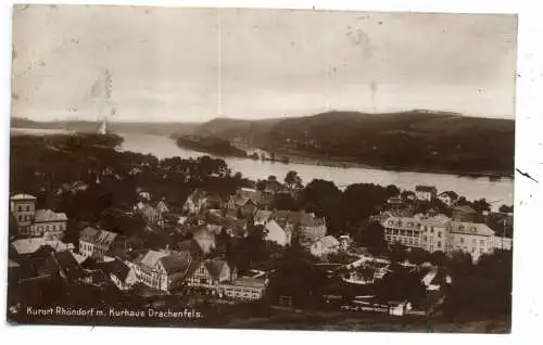 [Ansichtskarte] 5340 BAD HONNEF - RHÖNDORF, Blick auf den Kurort, das Kurhaus und den Drachenfels, 1935. 