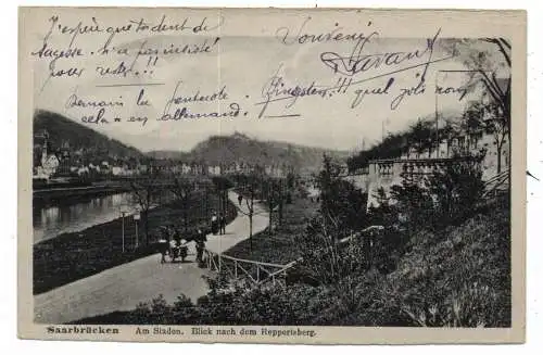 [Ansichtskarte] 6600 SAARBRÜCKEN, Am Staden, Blick nach dem Reepertsberg, 1919. 