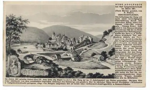 6208 BAD SCHWALBACH / LANGENSCHWALBACH, Historische Ansicht der Burg Adolfseck (1631)