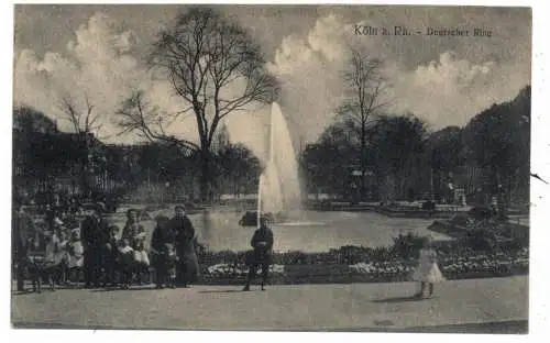 [Ansichtskarte] 5000 KÖLN, Deutscher Ring, Springbrunnen, Kinder, Verlag Kürten. 