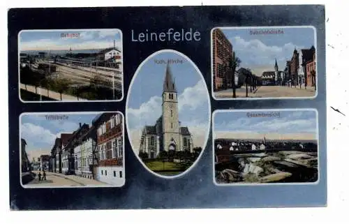 0-5600 LEINEFELDE, Bahnhof, Triftstrasse, Bahnhofstrasse, katholische Kirche, Gesamtansicht