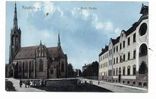 [Ansichtskarte] POSEN - RAWITSCH / RAWICZ, katholische Kirche und Umgebung, 1913. 