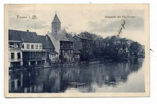 [Ansichtskarte] 4440 RHEINE, Partie an der Ems, Blick auf die Pfarrkirche, Verlag Glückstadt & Münden. 