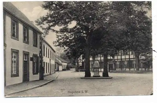 [Ansichtskarte] 4447 HOPSTEN, Marktplatz mit Bildstock, 193..., Verlag Ahrens, AK an einen Arbeitsdienstmann. 