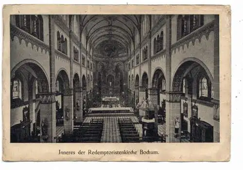 [Ansichtskarte] 4630 BOCHUM - RIEMKE, Redemptoristenkirche / - kloster, Innenansicht, 1926. 