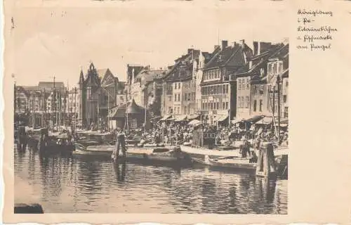 [Ansichtskarte] OSTPREUSSEN - KÖNIGSBERG / KALININGRAD, Fischmarkt am Pregel, 1935, AK nach Danzig. 
