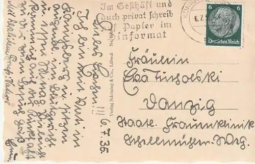 [Ansichtskarte] OSTPREUSSEN - KÖNIGSBERG / KALININGRAD, Fischmarkt am Pregel, 1935, AK nach Danzig. 
